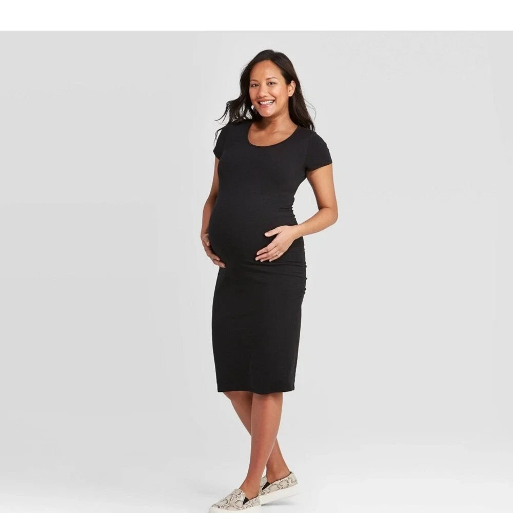 Isabel Maternity, Women's Short Sleeve T Shirt Maternity Dress, Black Small, NWT - Picture 7 of 9